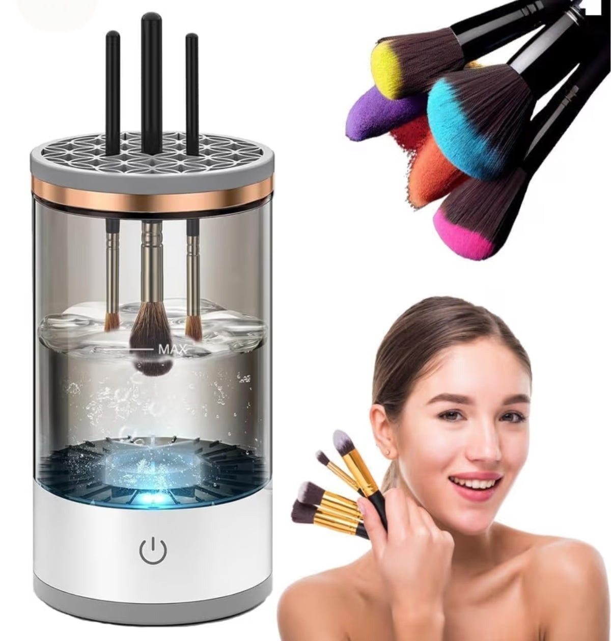 Make Up Brush Cleaner,Electric Brush Cleaner, USB Rechargeable Automatic Deep Cosmetic Cleaning Device
